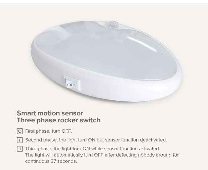 12V LED Motion Sensor Light RV Boat Yacht Ceiling Down Light Fixture with Switch