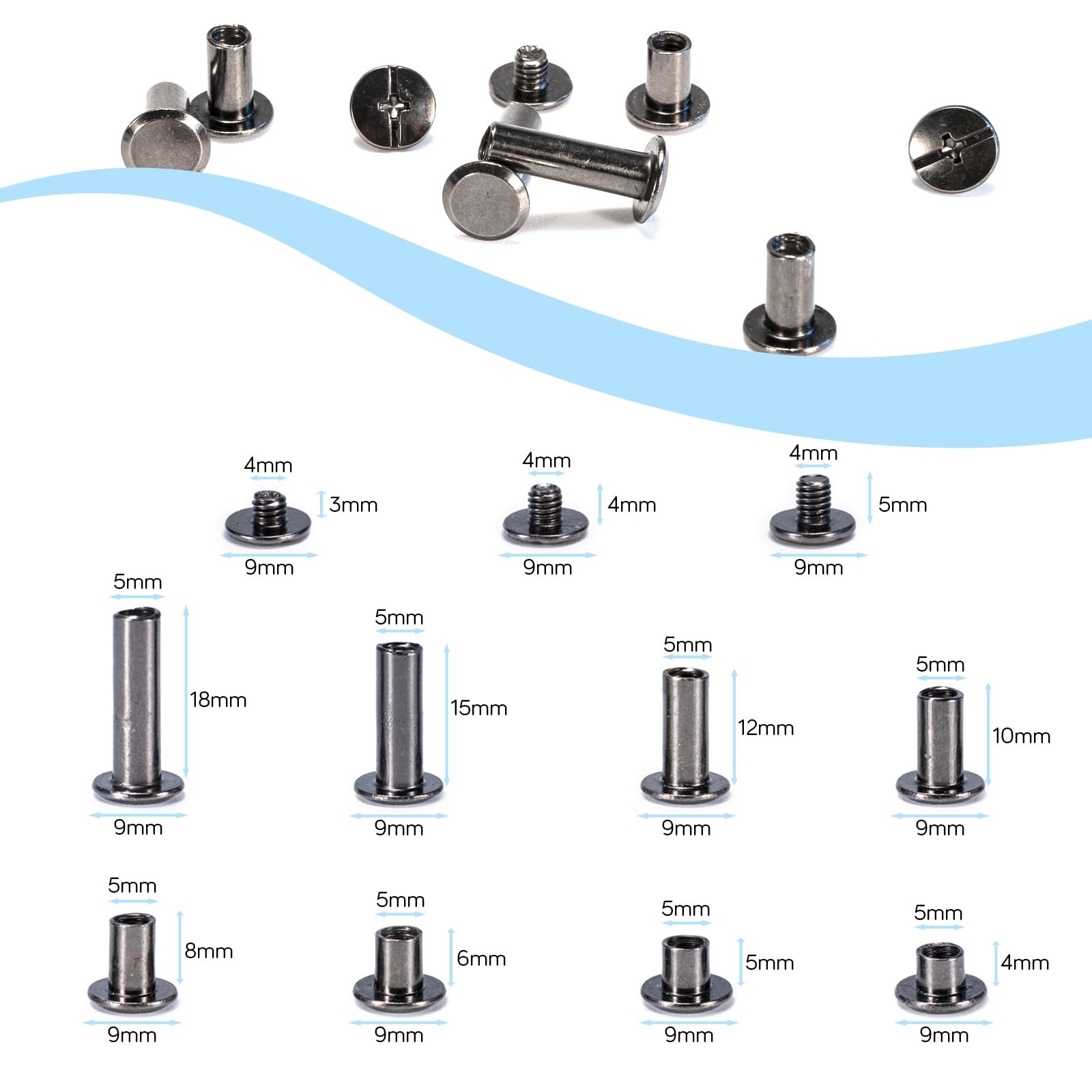 140 Sets Chicago Screws Kit M4 M5 Binding Rivets for Leather Belt Book DIY