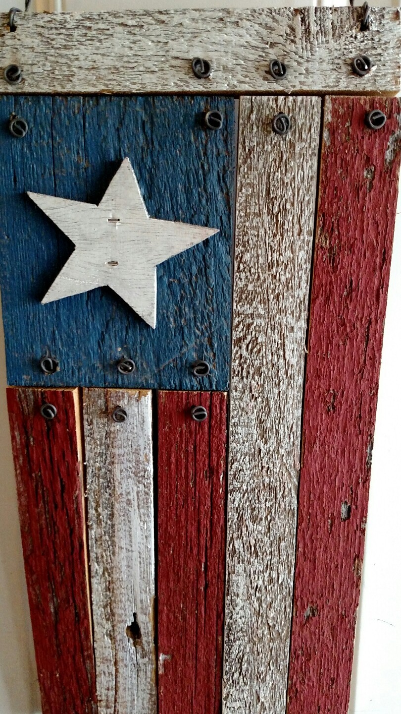 Americana Flag Painted on Barn Wood Wall door decor