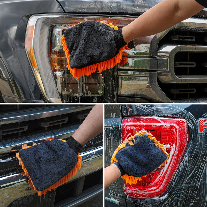 2 Pack Microfiber Car Wash Mitt Scratch Free Ultra Absorbent Car Cleaning Gloves