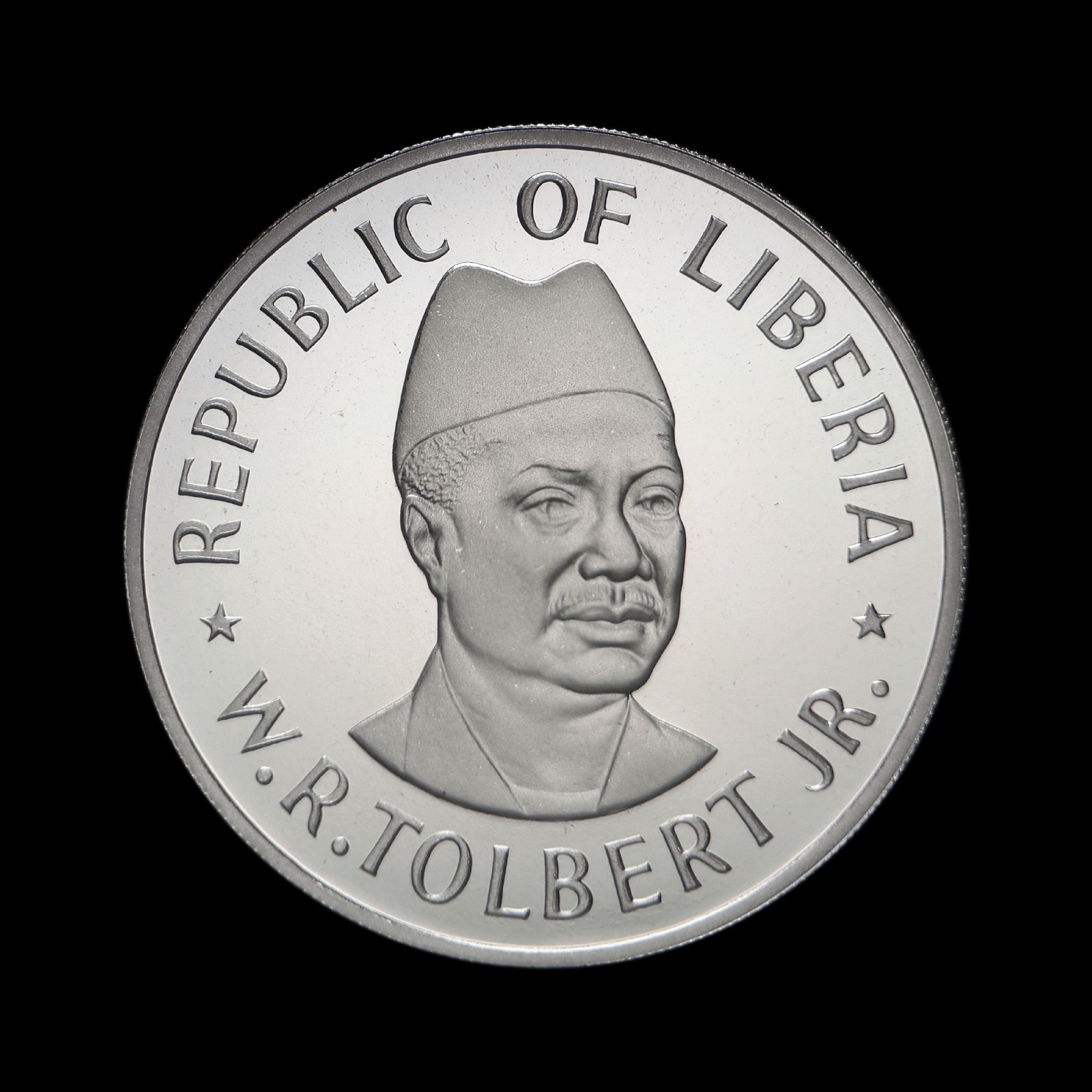 LIBERIA. 1976, 1 Dollar - Tolbert, Map Stars, Royal Mint Wales RARE 1 Proof