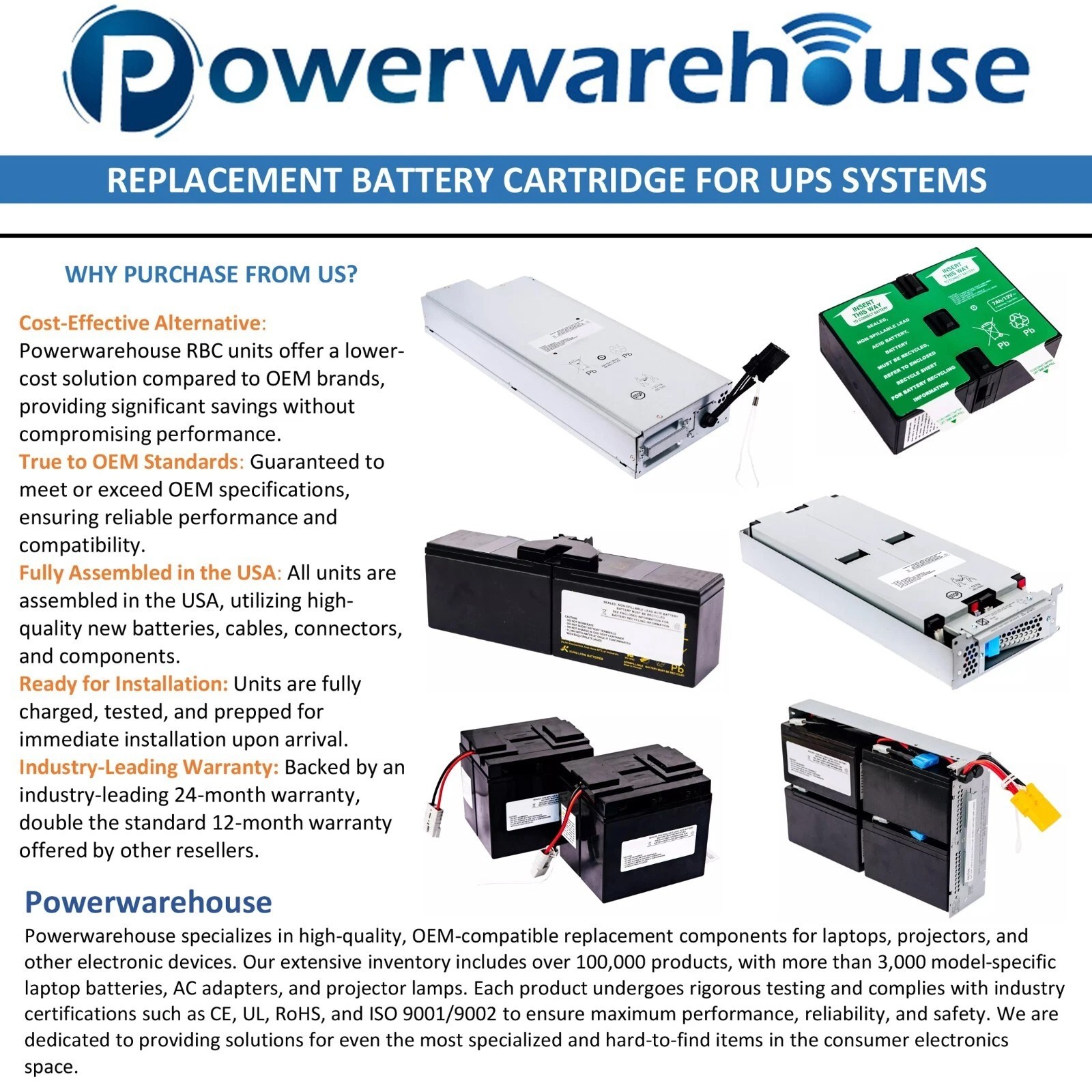 APCRBC164-PW replacement battery replaces Battery Cartridge #164 RBC164 BE1050G3