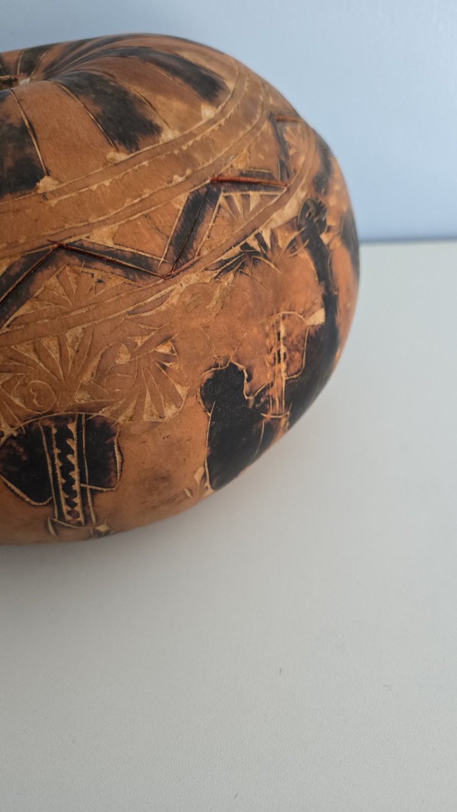 Vintage Handcarved PERUVIAN Peru Folk Art RETABLO Diorama Gourd Nativity Set