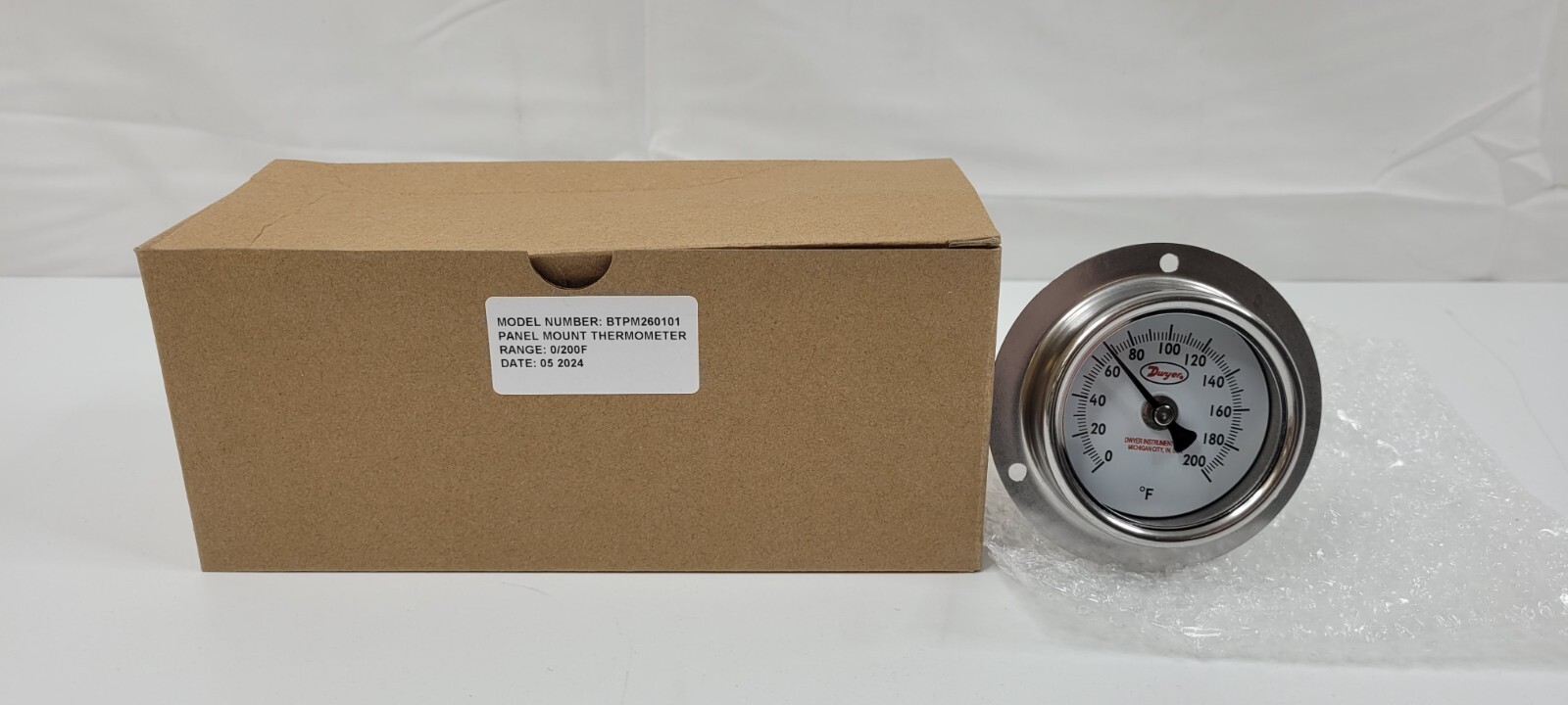 Dwyer BTPM260101 Panel Mount Bimetal Stem Thermometer 200°F, 6" Stem