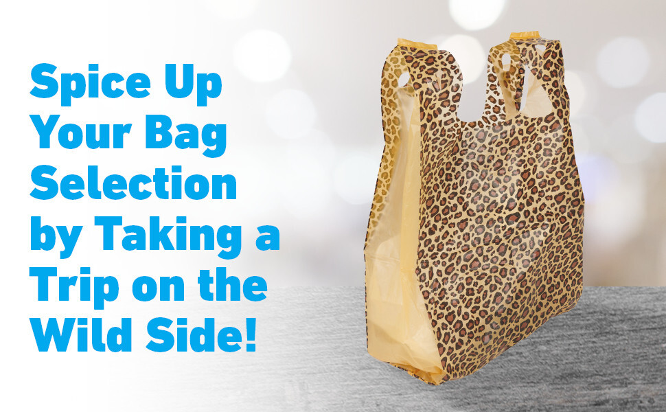 Plastic Shopping Bags 1000 Cheetah Leopard Grocery Merchandise 11 ½" x 6" x 21"