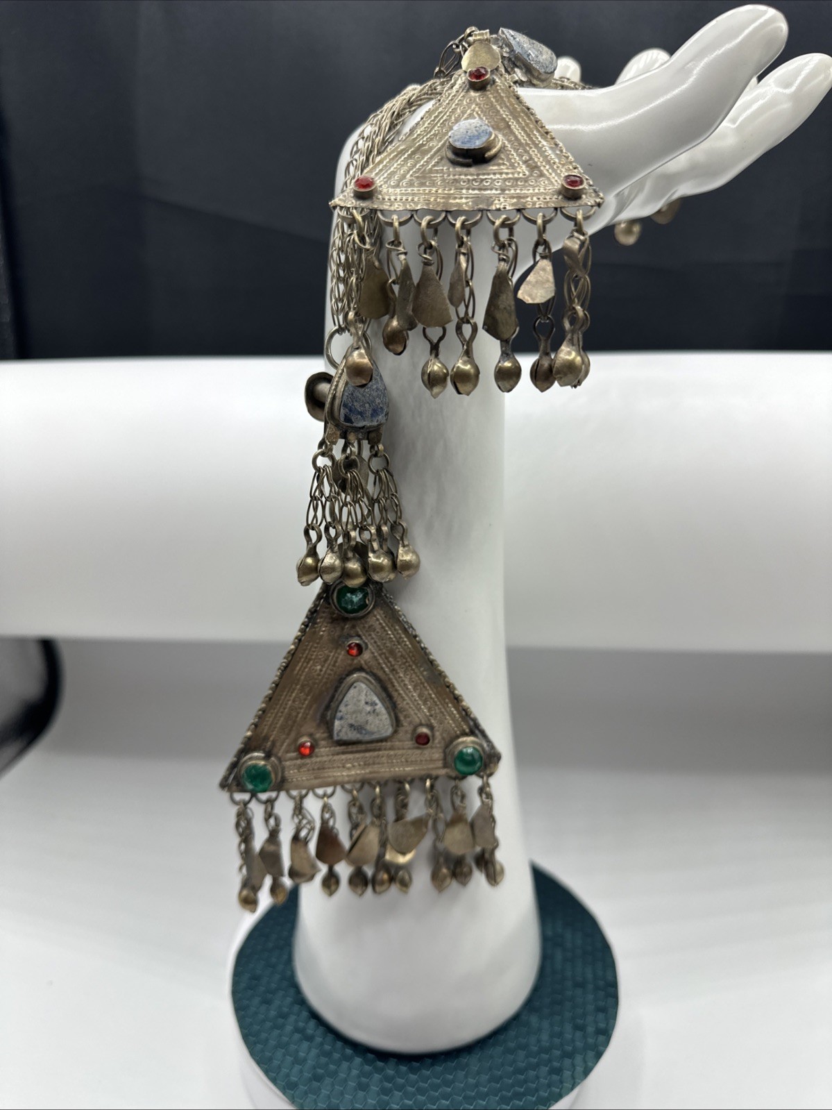 Vtg Tribal Kuchi MultiStones and Alpaca Hair Piece. Sonorous rattling.See pics.