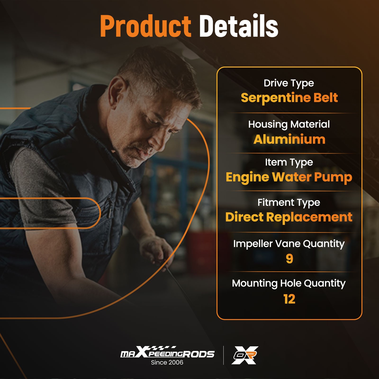 Water Pump For Jeep Wrangler 2012-2018 Jeep Wrangler JK 2018 3.6L V6 RL079412AB