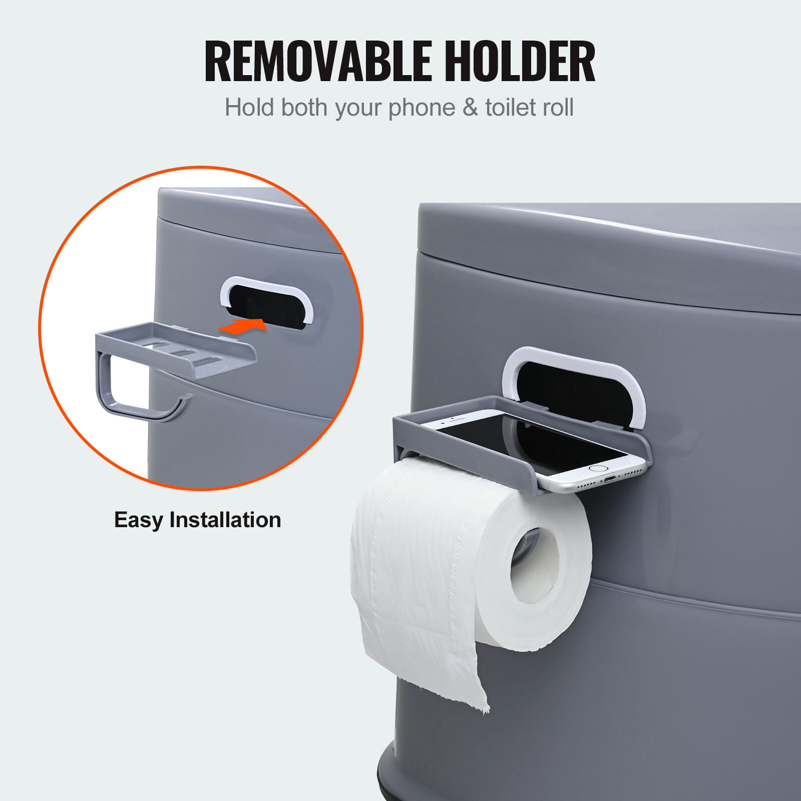VEVOR Portable Camping Toilet Inner Bucket with Lid Phone Shelf and Paper Holder