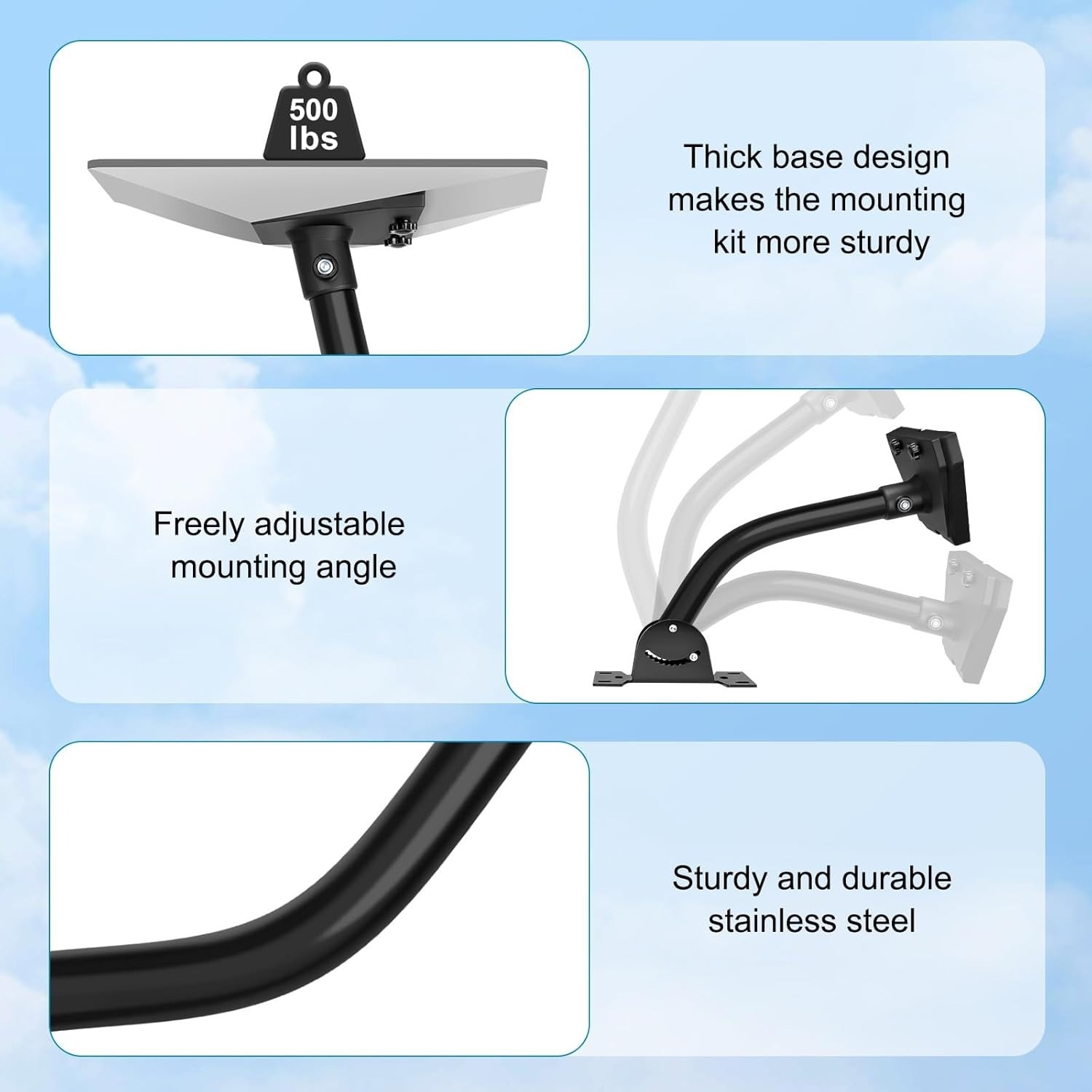 Starlink Gen 3Heavy Duty Mounting Kit 180 Adjustable Pole Mount for Internet Kit