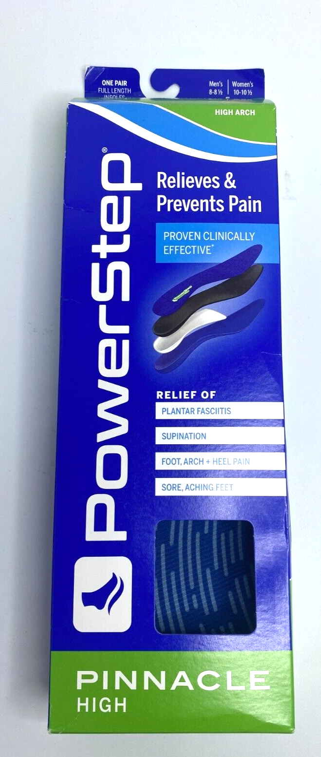 Powerstep Full Length Orthotics Arch Heel Support Insole PINNACLE HIGH Size - E
