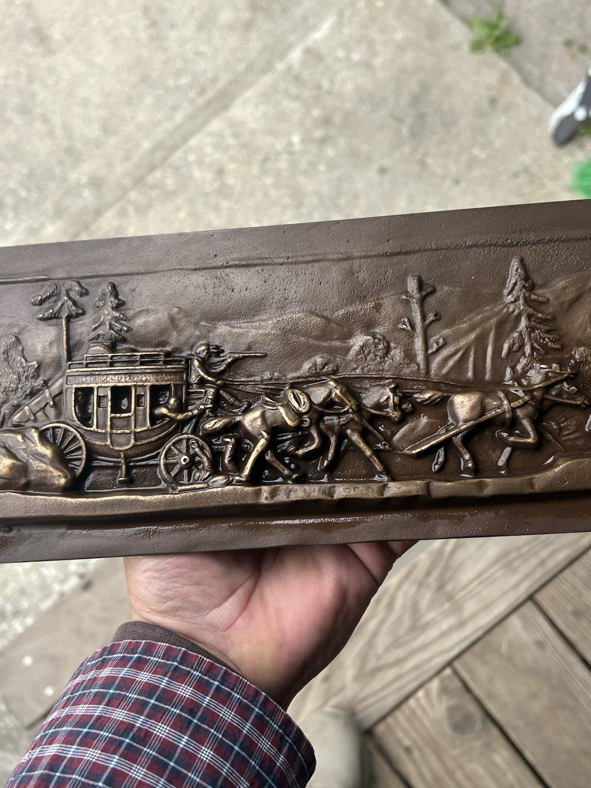 Solid Bronze Wells Fargo In Line Of Duty Bronze Plaque 12 3/4 X 5 Inches