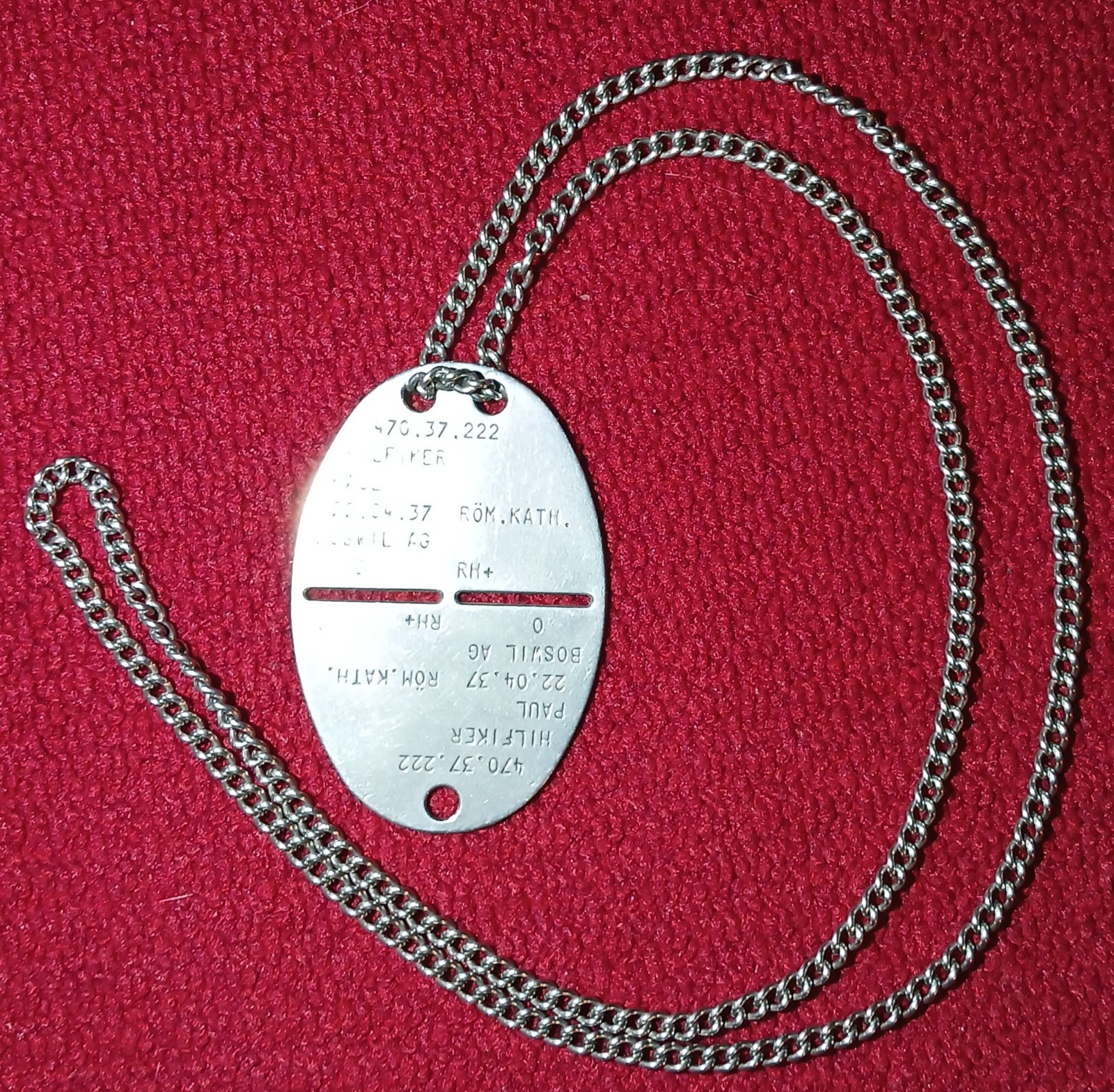 Swiss Army Dog Tag 1950's era