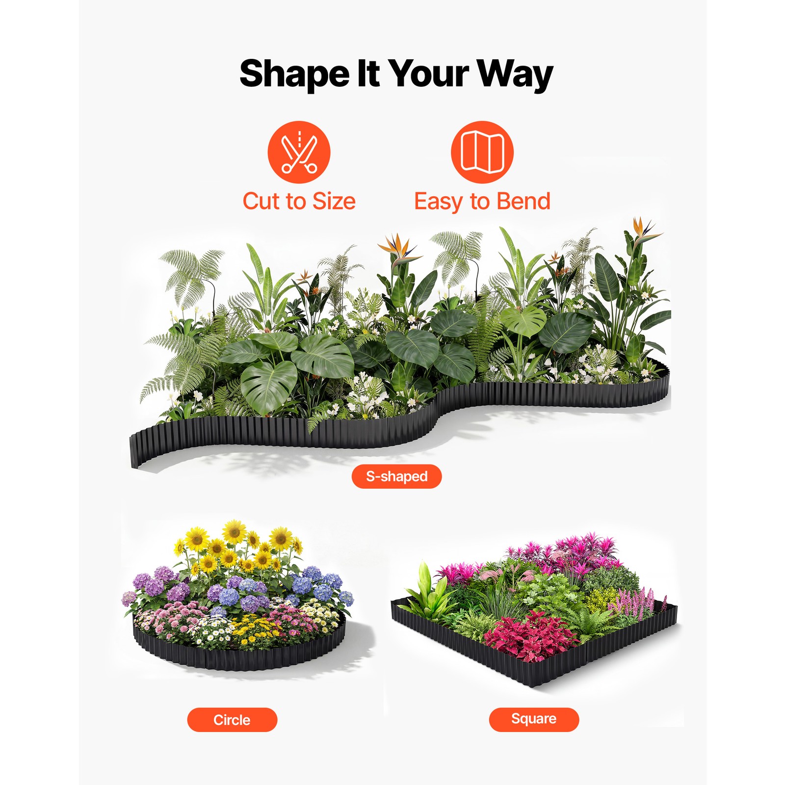 Uimoso Galvanized Steel Garden Edging 40 ft x 6 in Metal Landscape Border