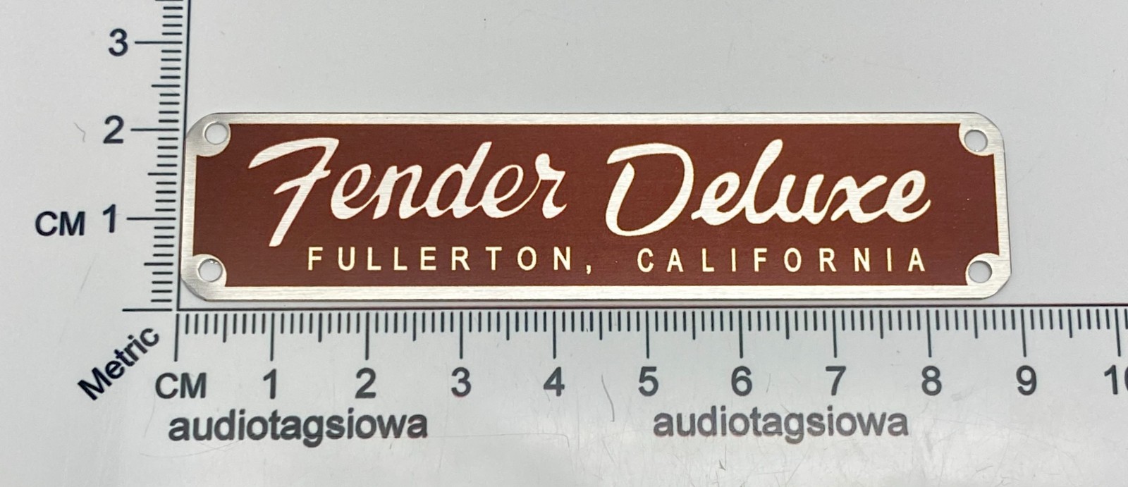 Fender Deluxe Fullerton Logo Case Badge Custom Made Silver Aluminum with Screws
