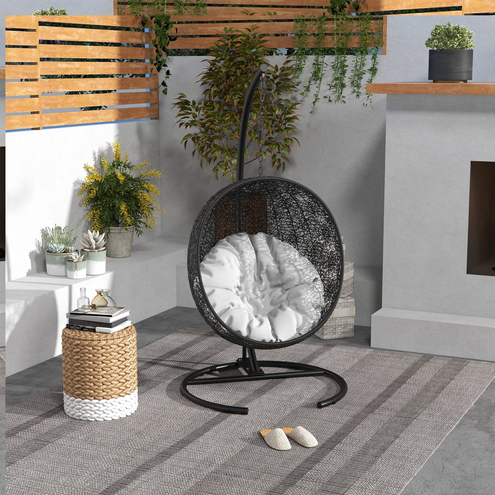 Outsunny Hanging Hammock Chair Stand, Hanging Stand, Black