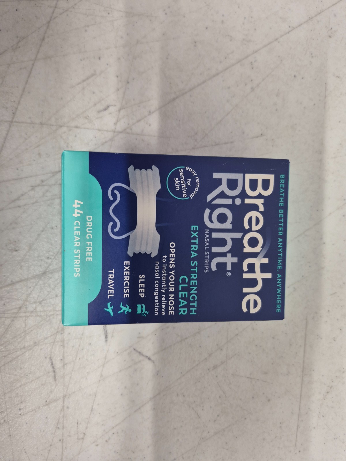 Breathe Right Extra Strength Clear 44/Box Clear Strips Sealed Exp 01/2029