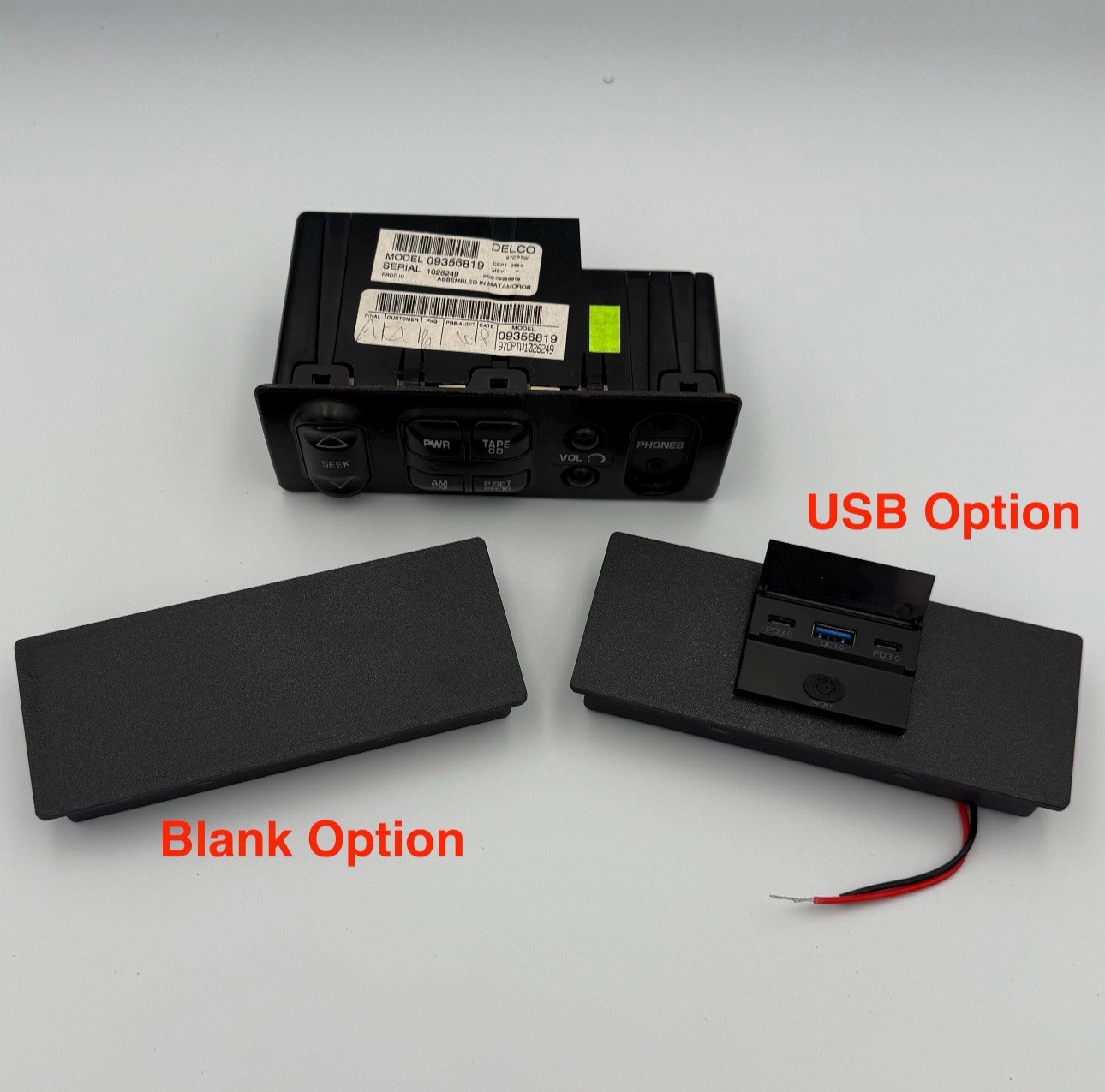 Center Console Rear Control Delete w/USB Conversion 1999-2002 Silverado Tahoe