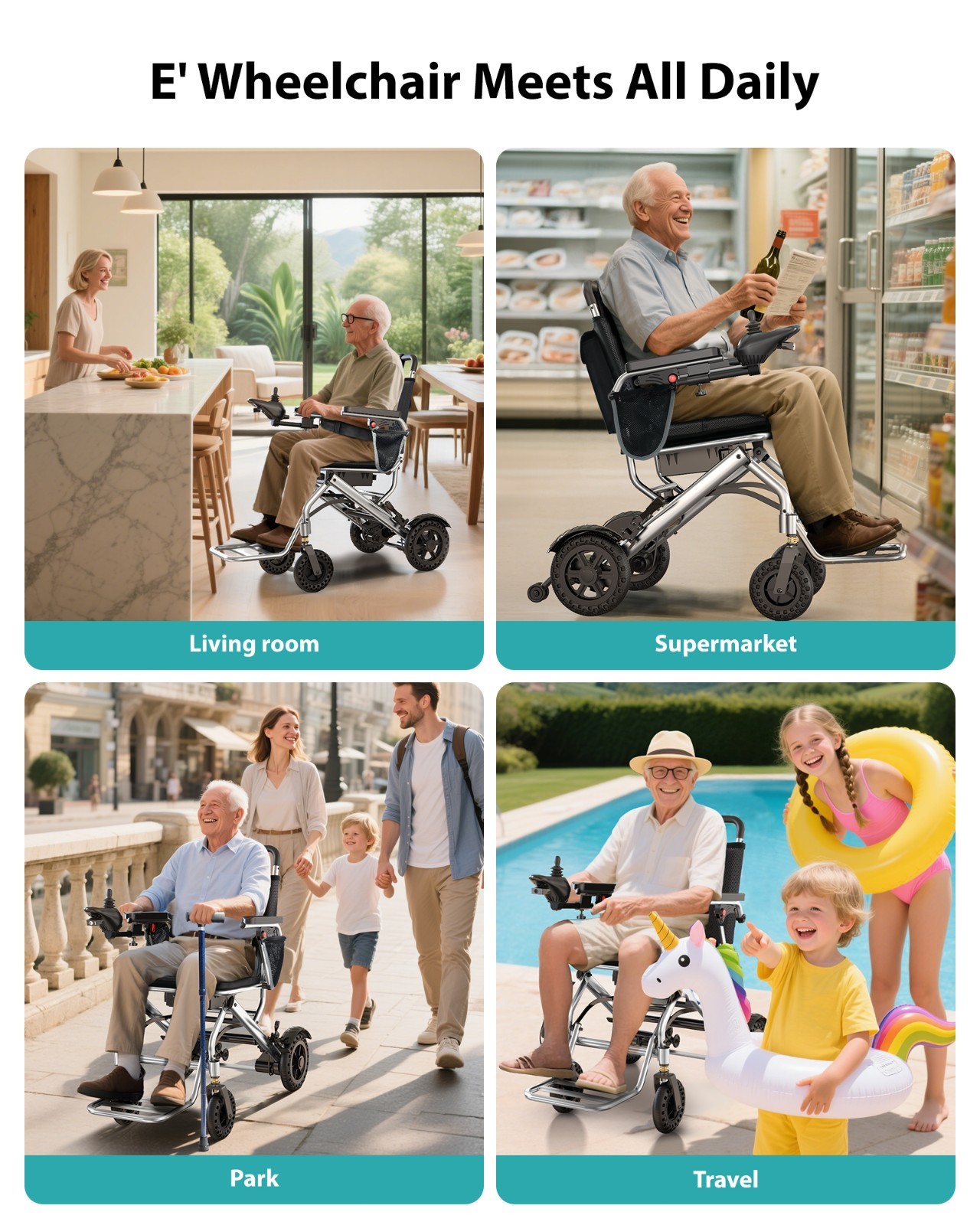 33 Lbs Lightweight Electric Wheelchair for Adults, Portable & Best Folding