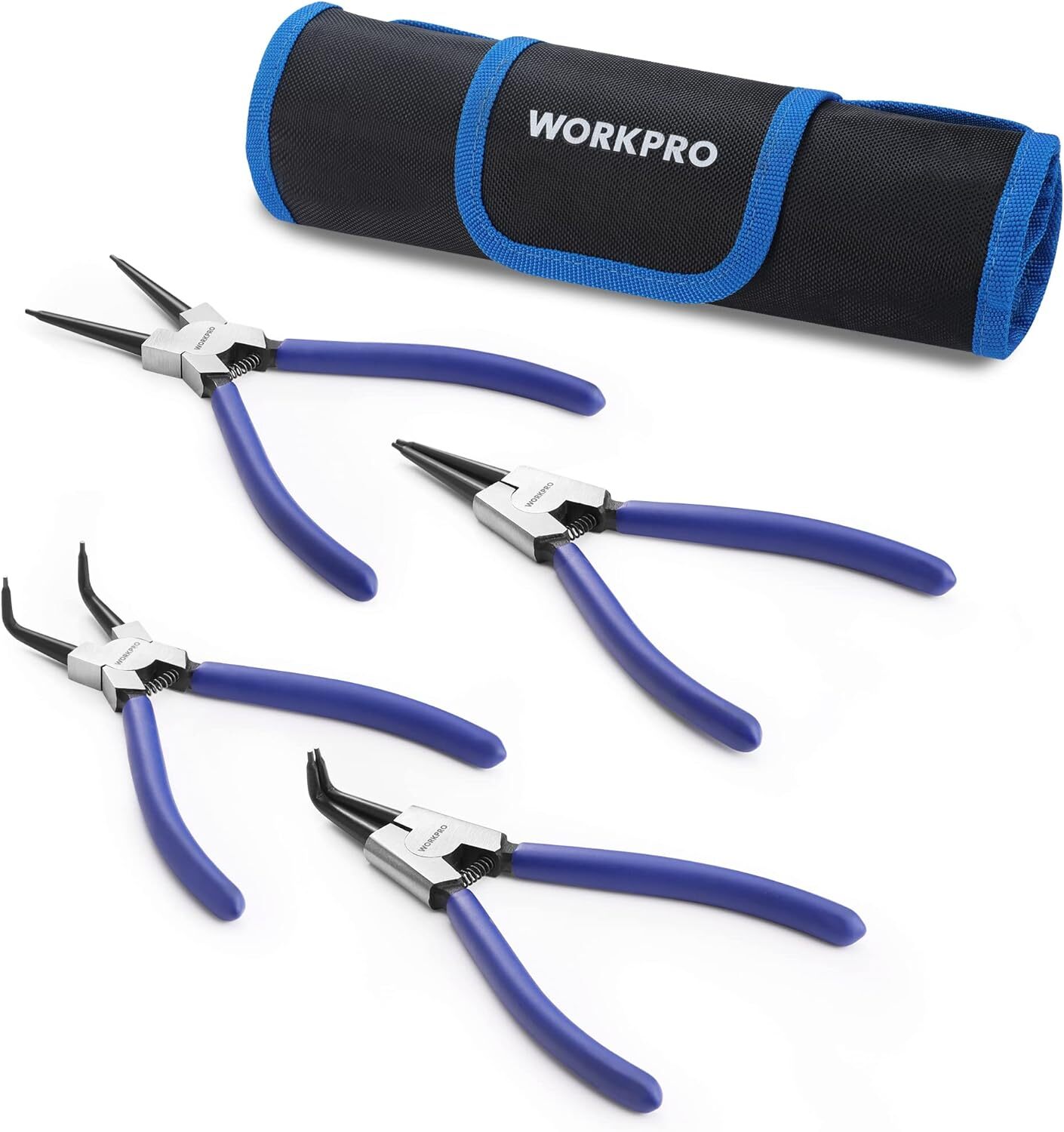 WORKPRO 4PCS Heavy Duty Snap Ring Pliers Set Included Cr-V Steel w/Storage Pouch