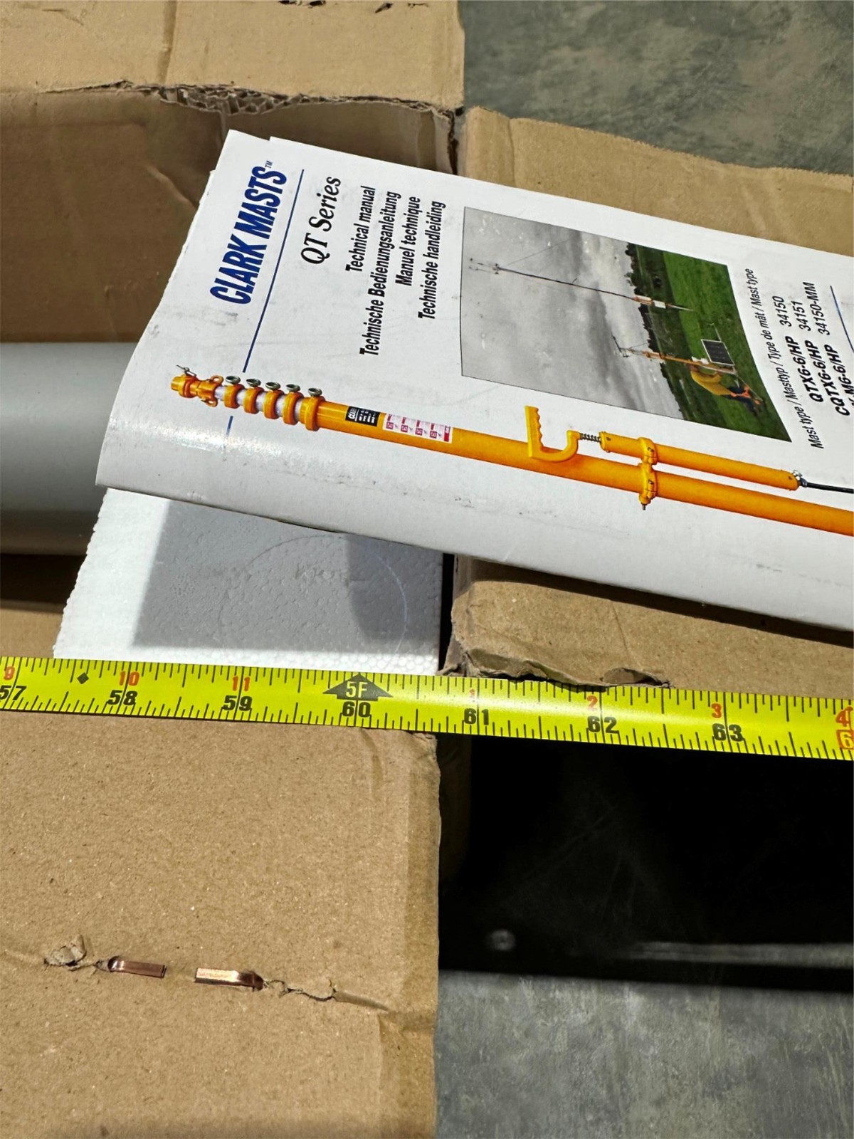 NEW Clark Masts CQTX6-6/HP QT Series Lightweight Telescopic Mast 3.5" Base Tube