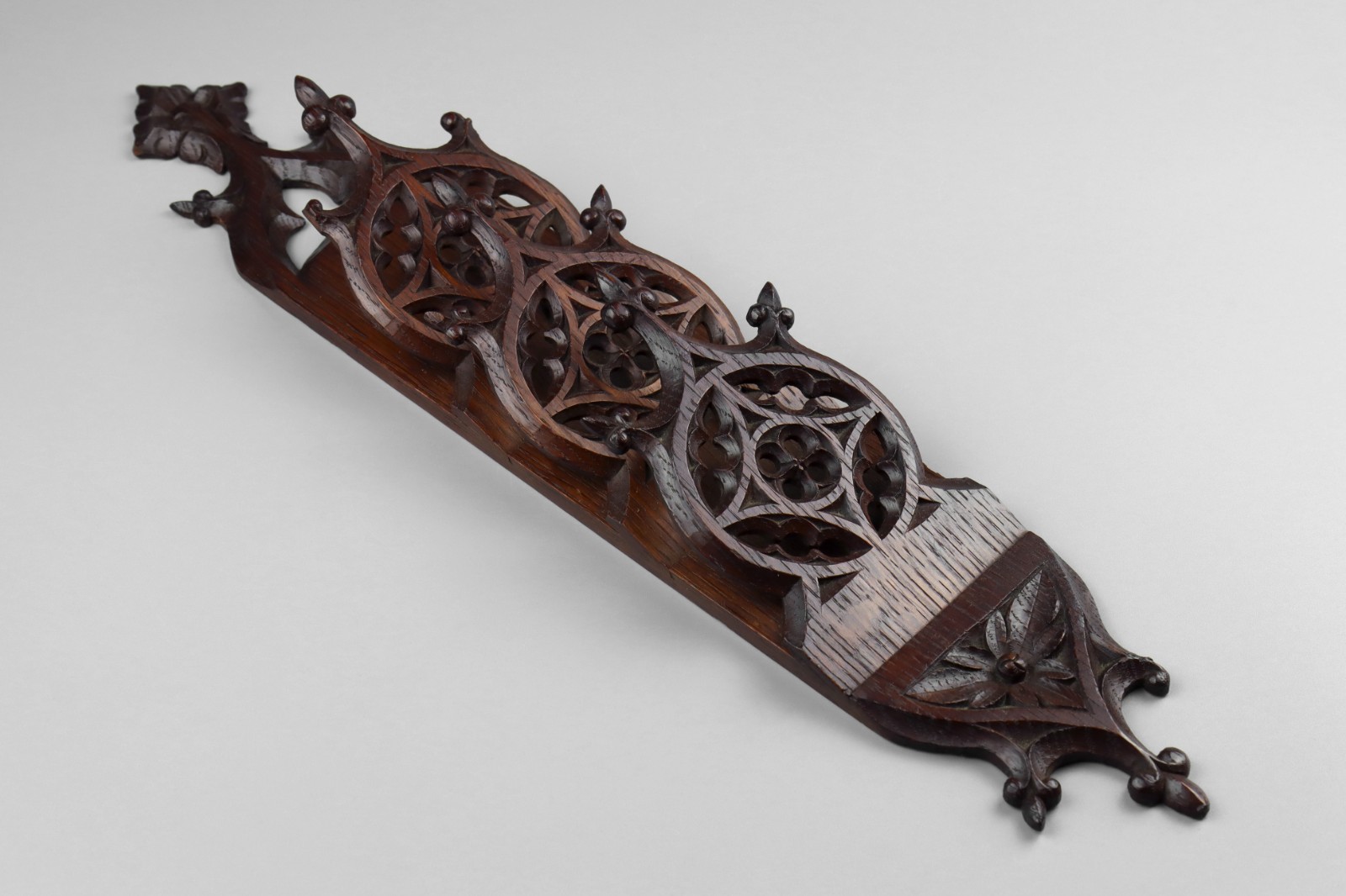 Antique 19th Century Ecclesiastical Gothic Carved Wood Letter Rack Holder