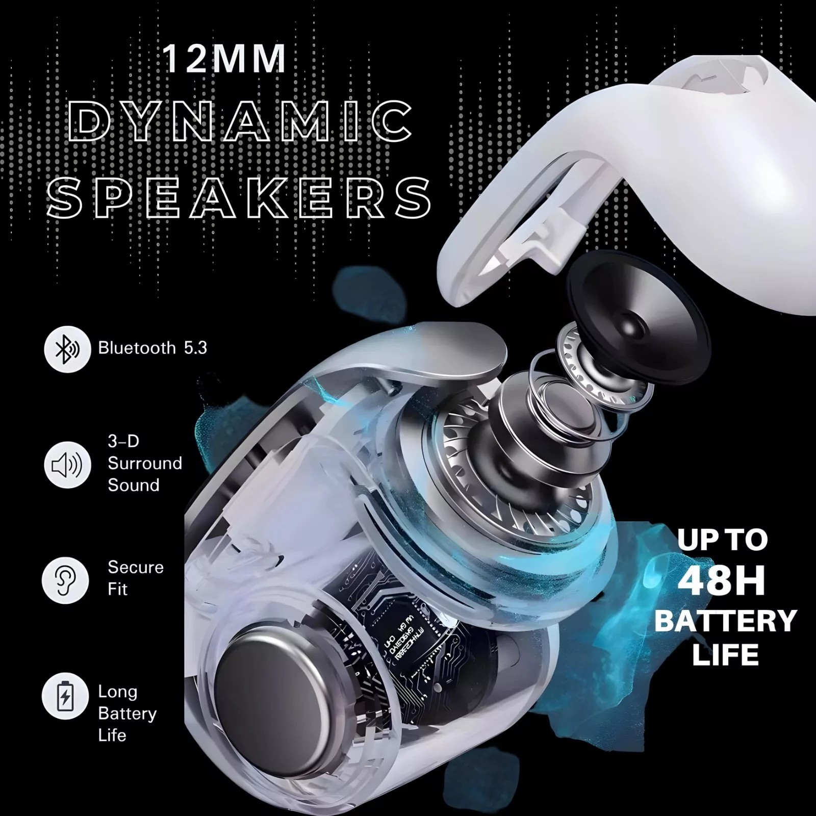 Ultra Open-Ear True Wireless Bluetooth Earphone Ultra Open Earbuds White - New