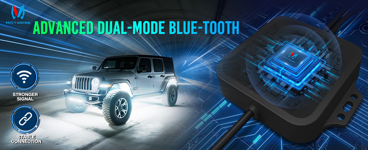 MICTUNING C4 RGBW LED Rock Lights - 12 Pods Full Anglw Underglow Underbody Lamp