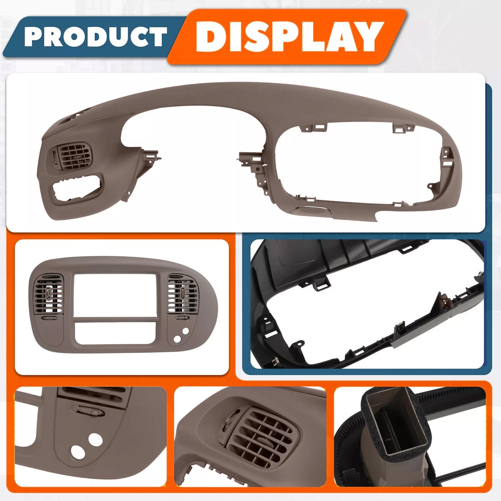 For Ford F150 Expedition 1997-2003 Brown Dash Pad Bezel +Center Dash Radio Bezel