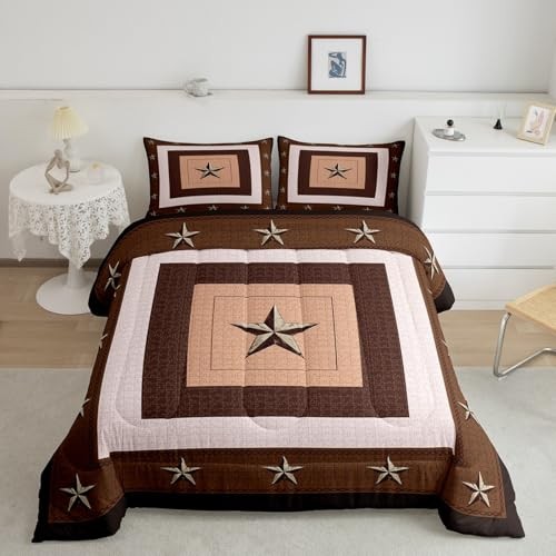 Western Decor Comforter Set Size Western Texas Star Print King Beige Brown