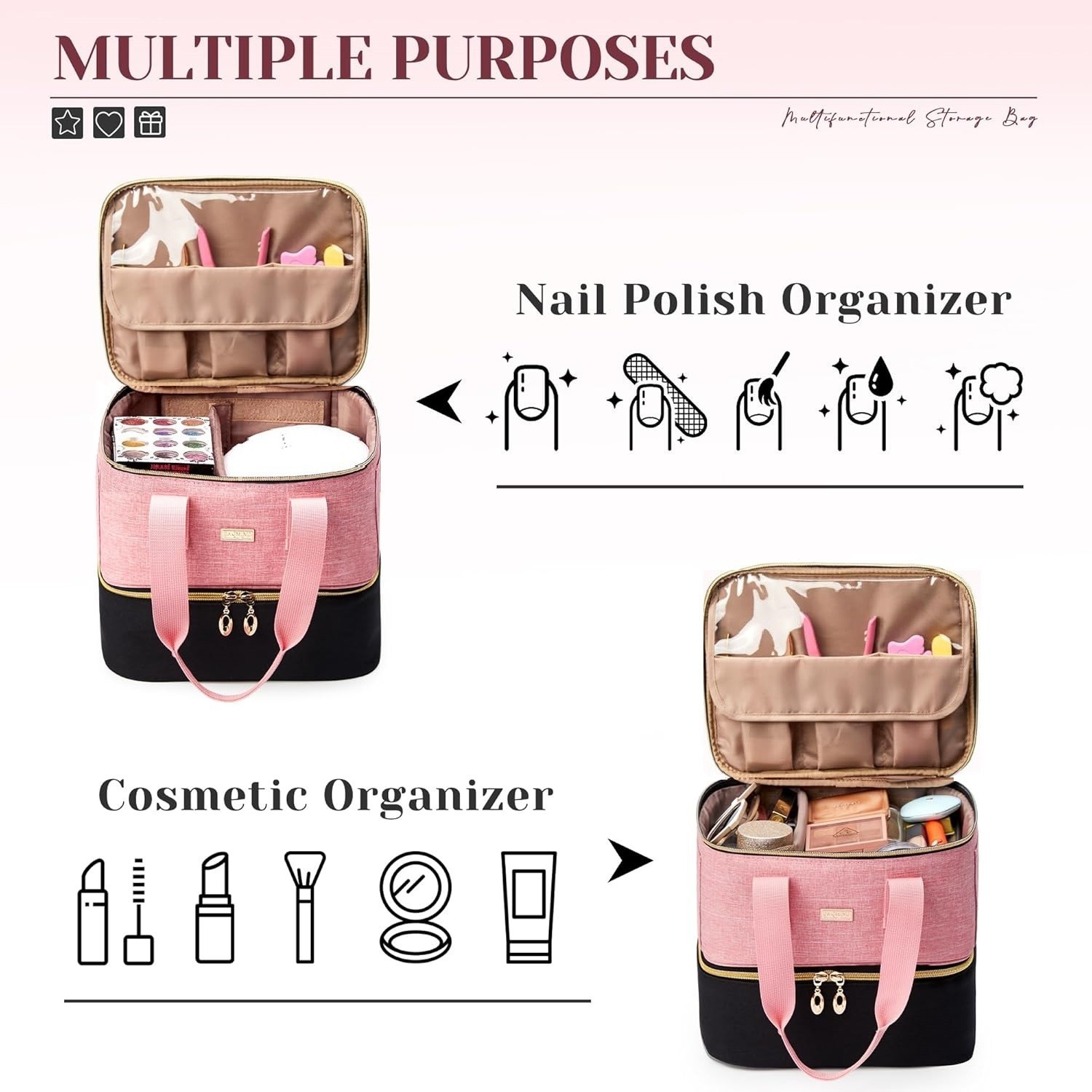 Nail Dip Organizer Case for 9 Dip Jars & All Tools Custom Storage/Travel Bag NEW