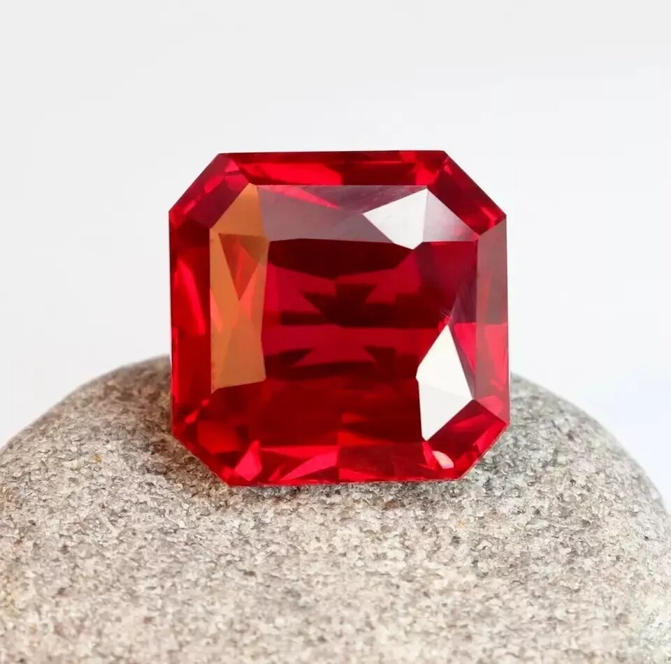 Flawless Natural Burmese Red Ruby Asscher Cut 47.10 Ct Loose Certified Gemstone