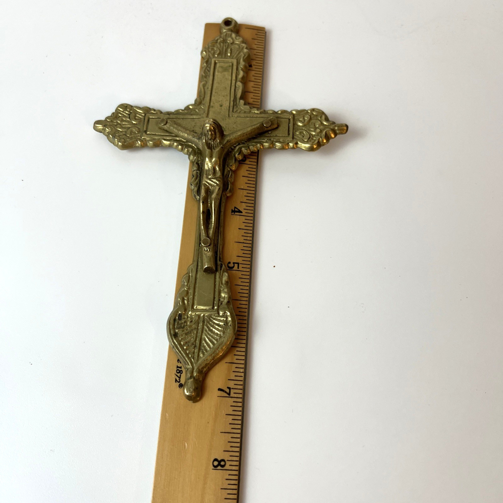 Vintage Ornate Brass Crucifix Wall Hanging Cross Catholic Religious Jesus