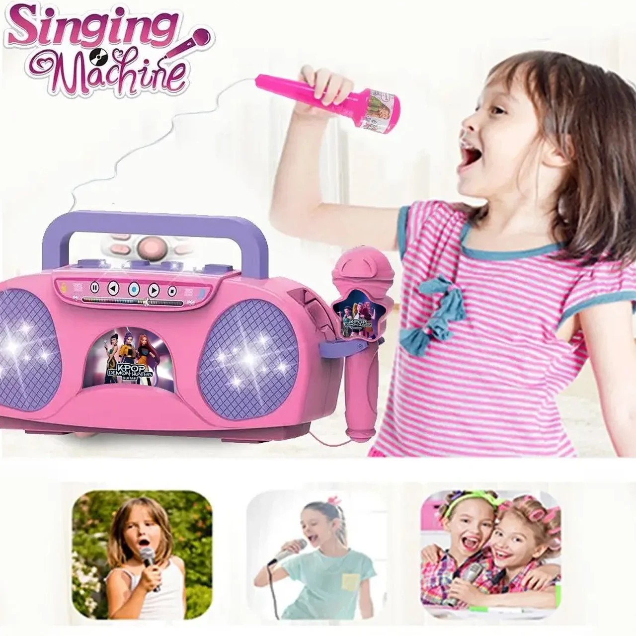 Stand Up Microphone Kids Child Microphone Demon Hunters Music Light-Up Sing
