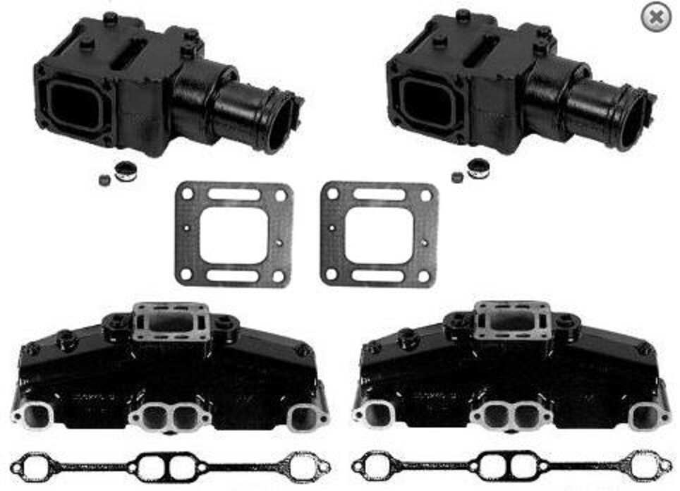 Exhaust Manifold set 4" 350 V8 5.0L 5.7L riser elbow MerCruiser 860246C 807988c