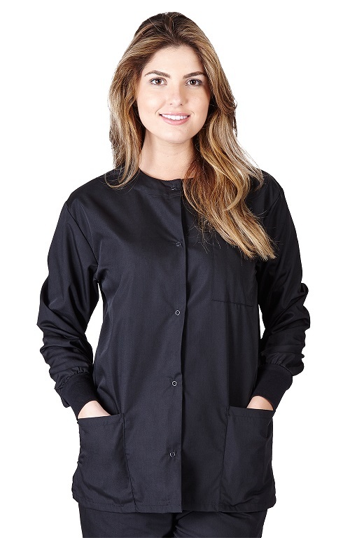 Unisex Medical Hospital Nursing Warm Up Top Scrubs Jackets 3-Pockets for Women