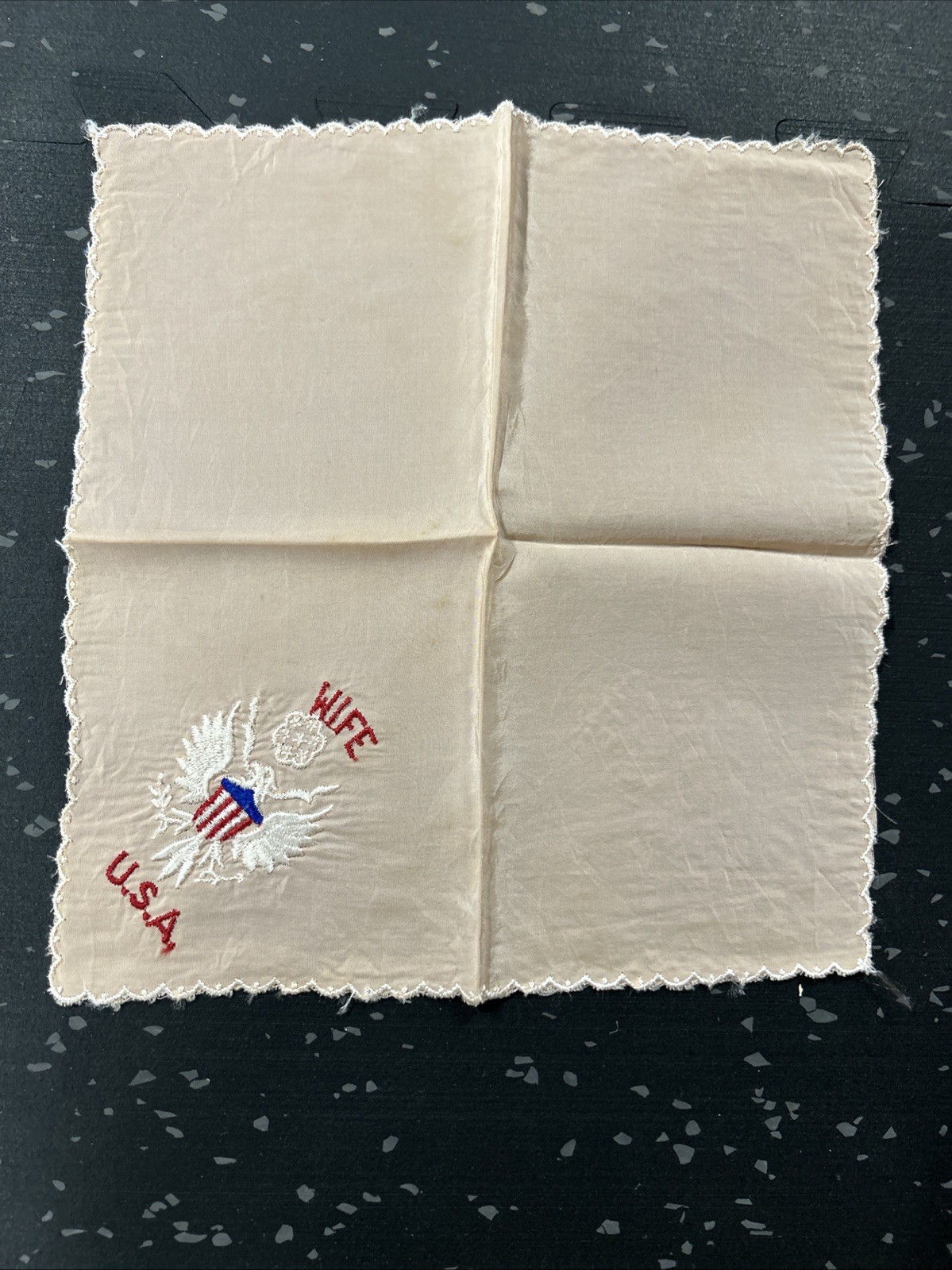 WWII U.S. Army Victory Scarf & Handkerchief Sister Wife Cameo Box Embroidered