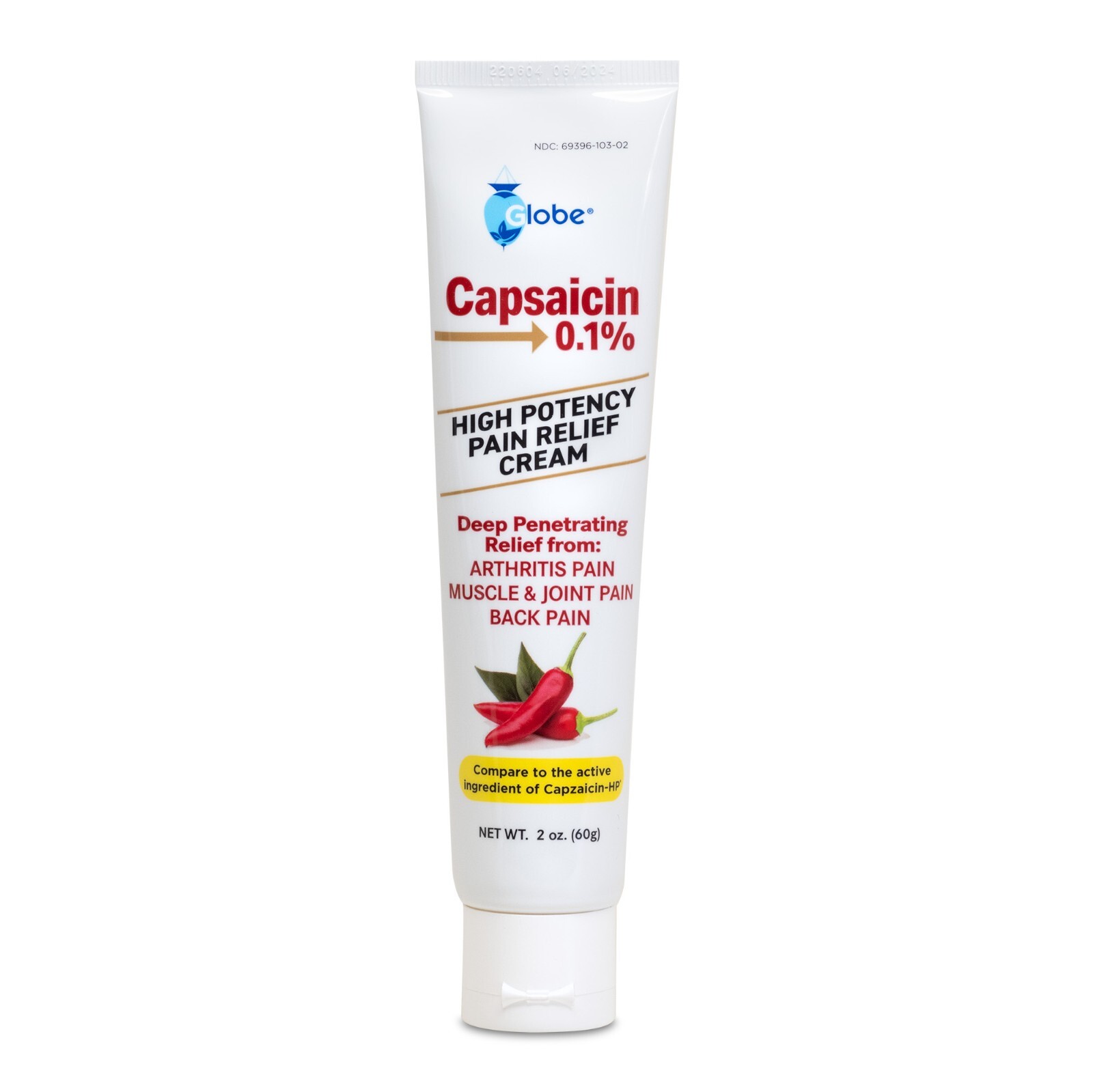 Globe Capsaicin 0.1% High Potency Pain Relief Cream (2 oz) (3 Pack)