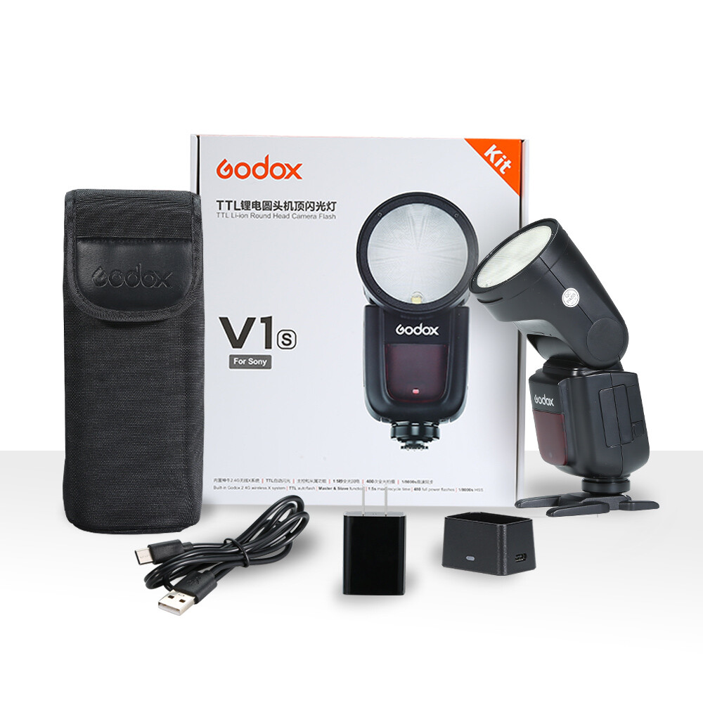 US Godox V1S V1-S 2.4G TTL HSS Round Head Speedlite Flash Light For Sony Camera