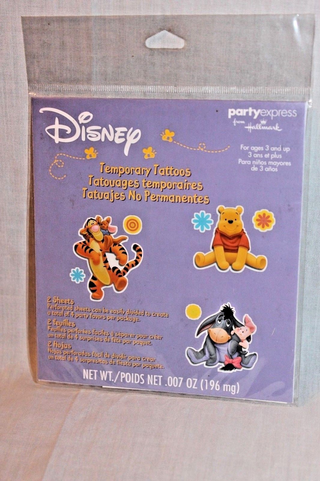 NEW IN PACKAGE  WINNIE THE POOH TEMPORARY TATTOOS PARTY SUPPLIES