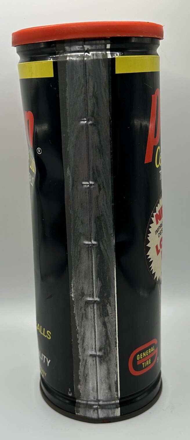 PENN Tennis Balls Metal Can X-76 YHD Heavy Duty Felt Yellow Vintage