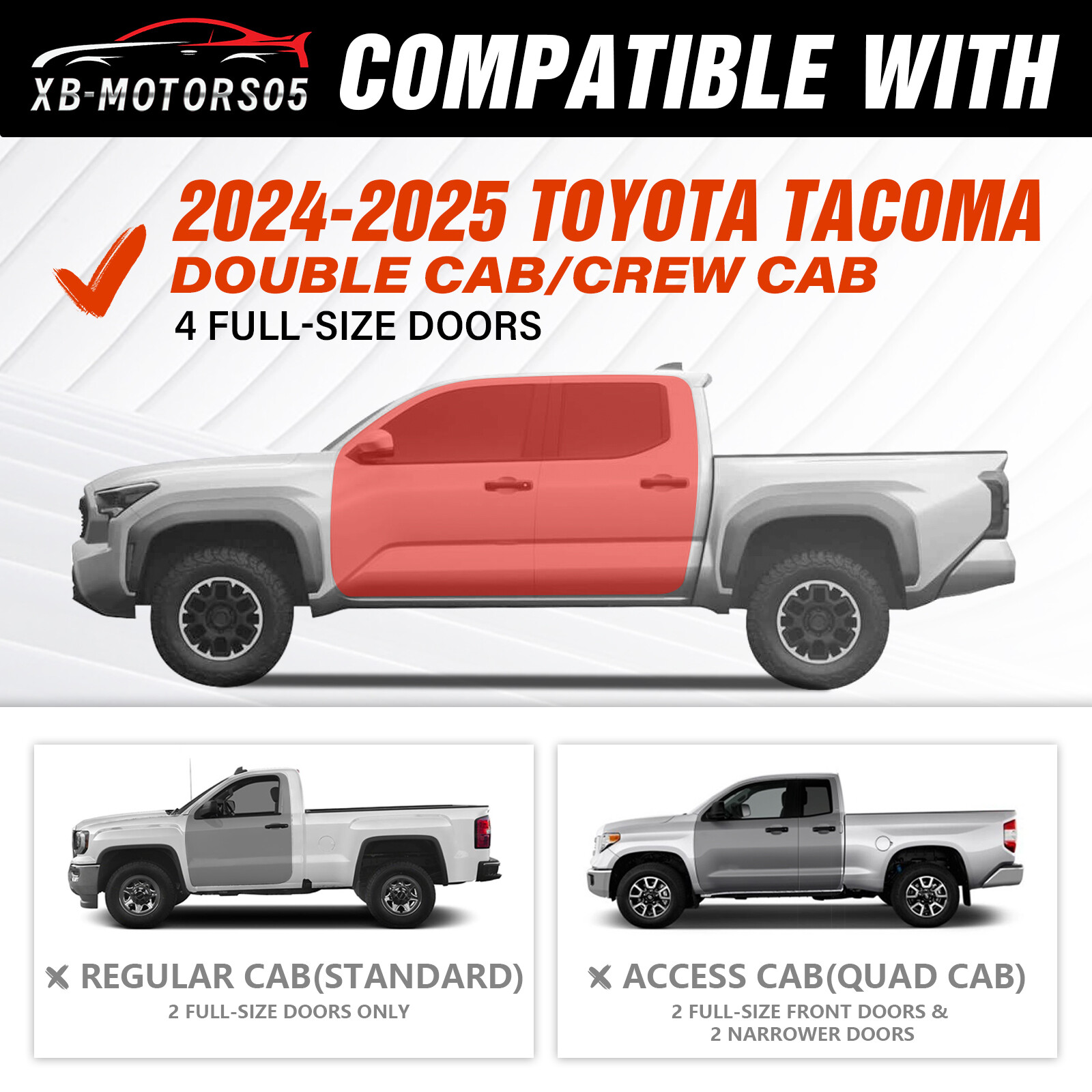 Running Boards Side Steps For 2024-2025 Toyota Tacoma Double Cab & Crew Cab