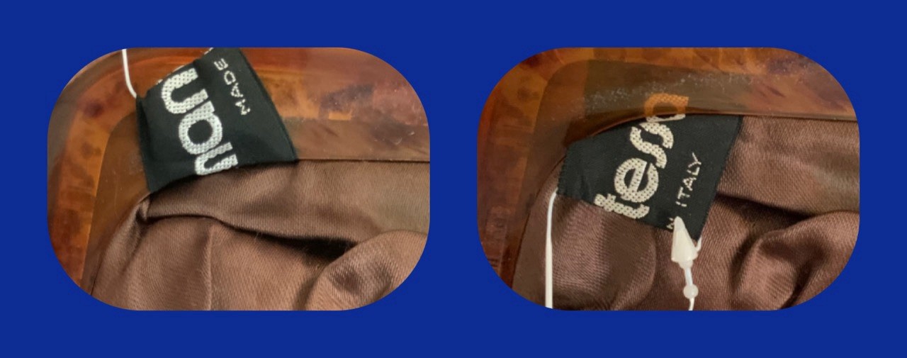 Vtg MANTESSA Made In Italy Leather W/Bakelite Handle Clutch/Handbag/Purse-Brown