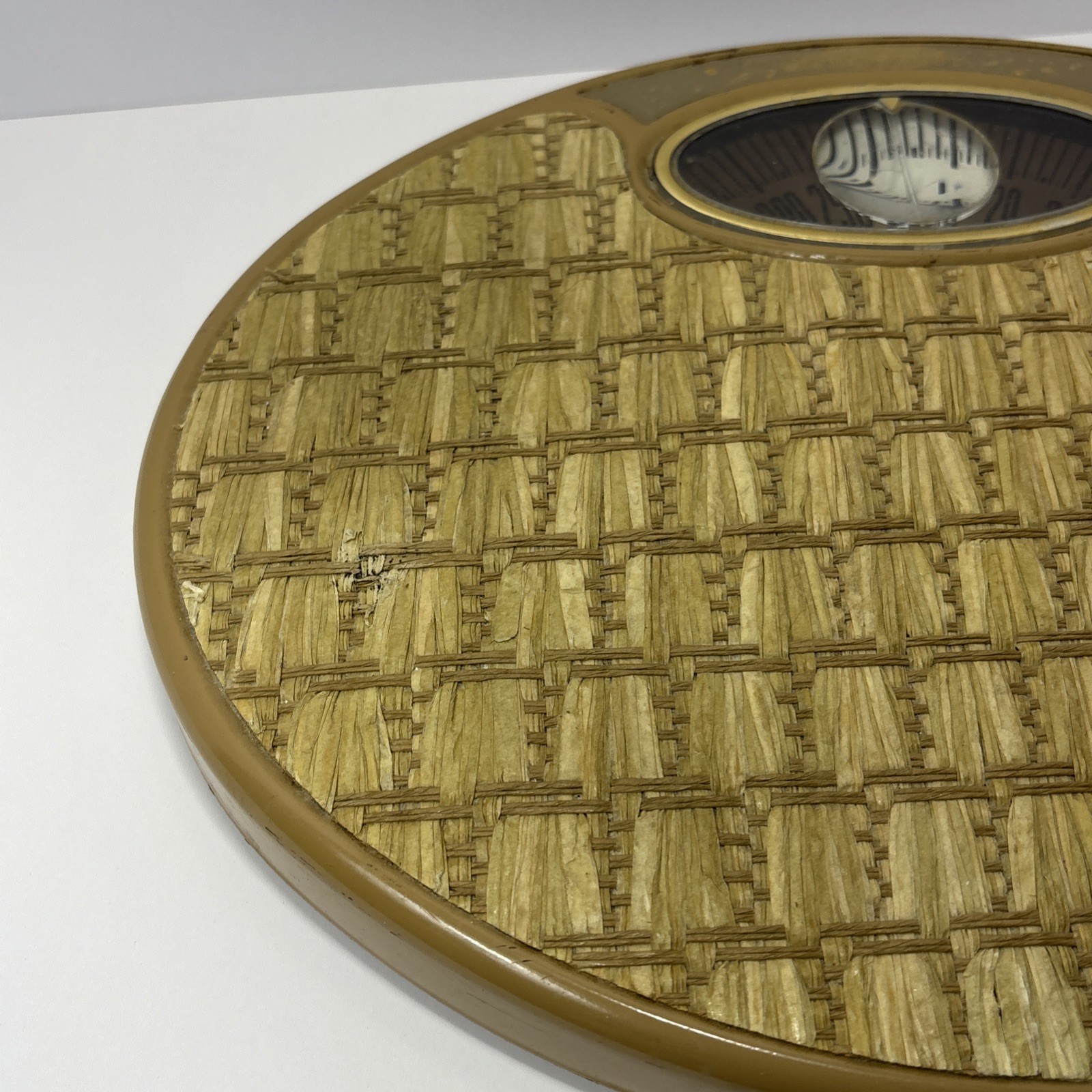 VTG Counselor Oval Bubble Viewer Bathroom Scale Mid Century Modern Rattan - USA