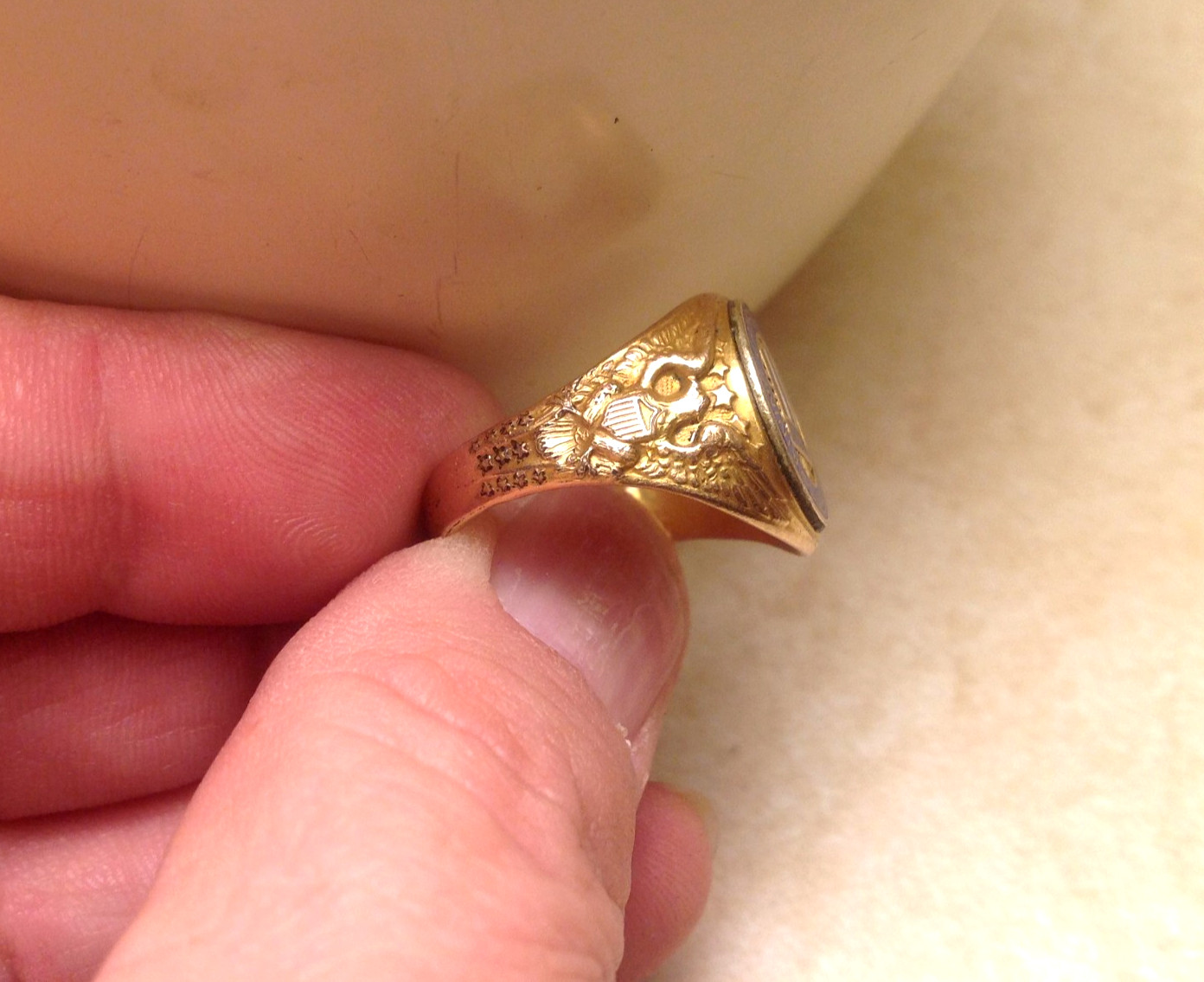 1920s US Citizens Military Training Camps RGP 14K Gold Shell Men's Ring SZ 10.25
