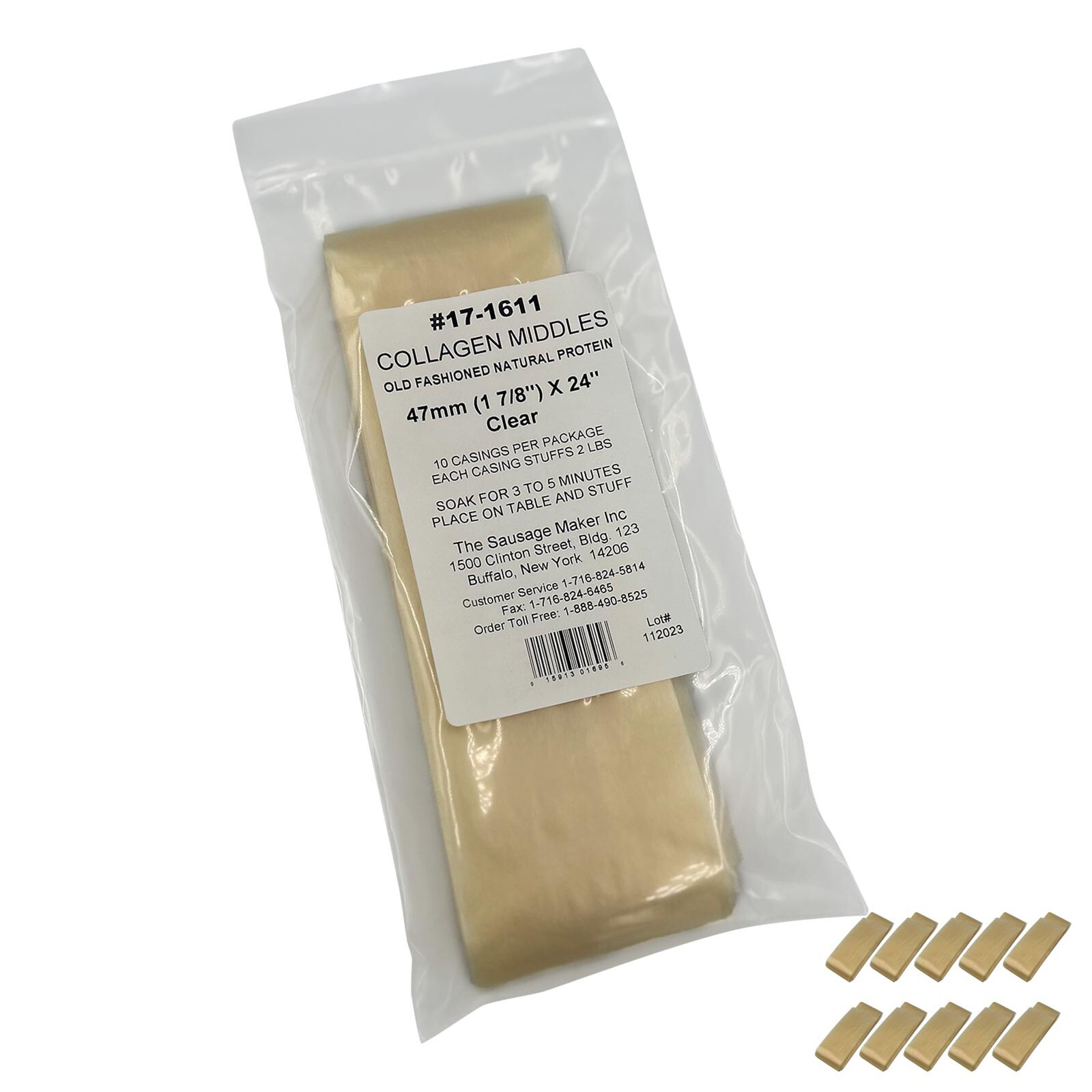 TSM® Non-Edible Clear Collagen Casings For Sausage Making 40mm to 100m - 10 Pack