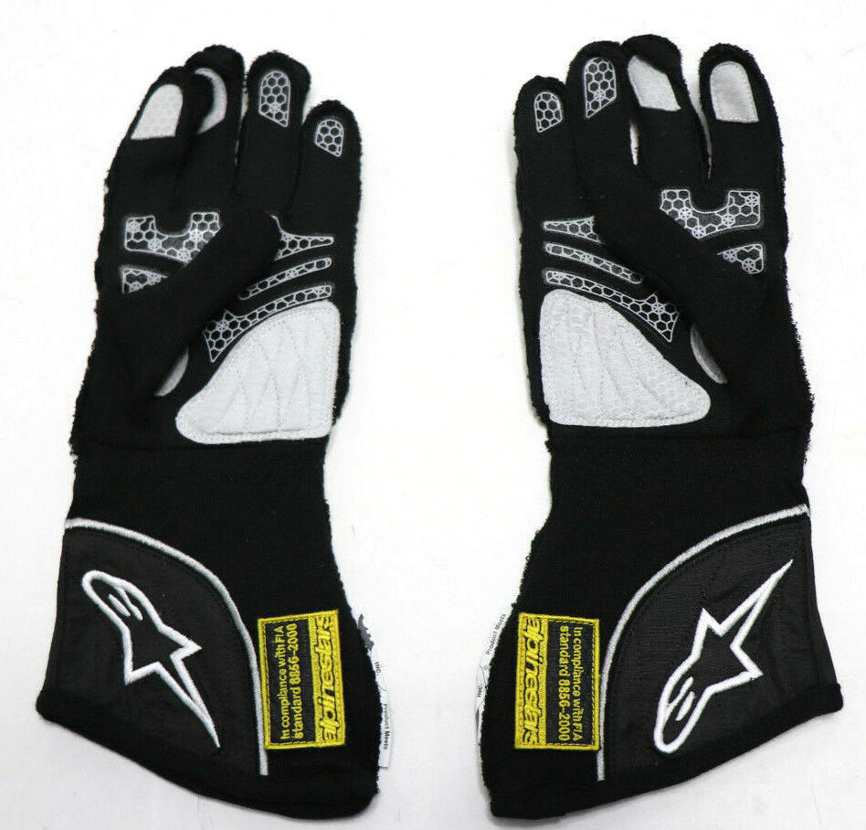 ALPINESTARS GLOVES Tech 1-ZX Nomex Black / Silver Auto Racing Homologated S NEW
