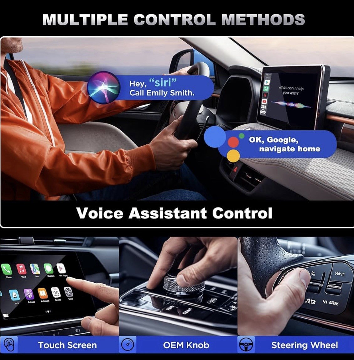 3-in-1 Wireless CarPlay Adapter & Android Auto Wireless Adapter, Plug & Play