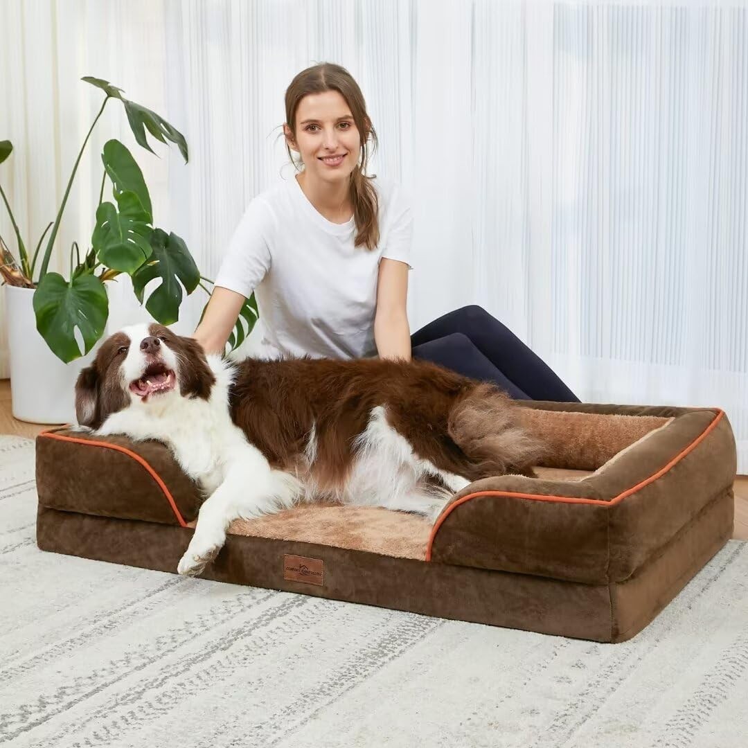 Orthopedic Dog Bed XL Dogs 45x35 Inch Waterproof Foam Removable Bolster Washable