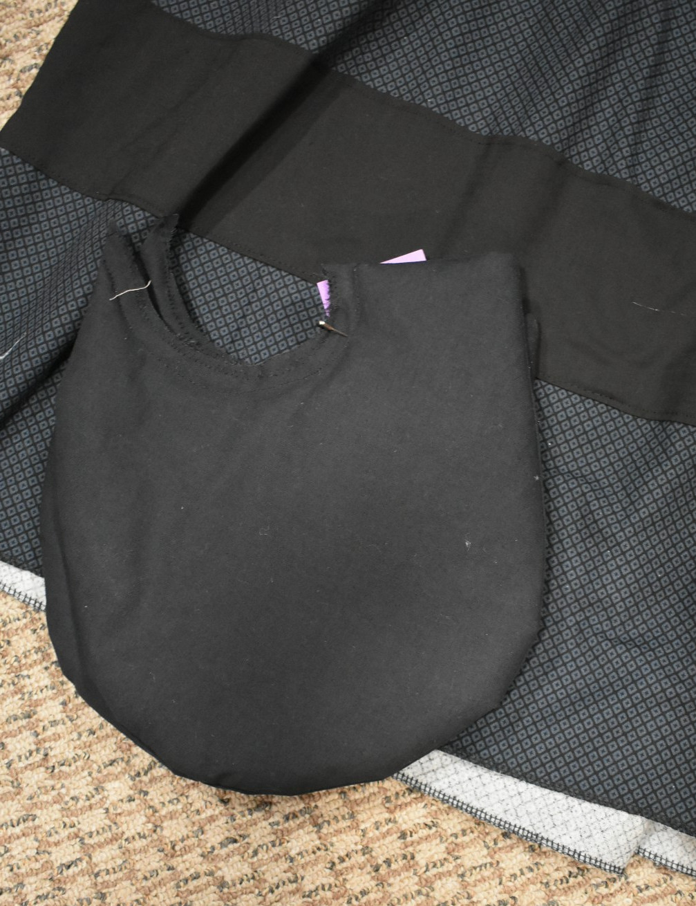 Civil War Victorian Cotton Day Dress Handmade Black wGrayDiamond Print - L/XL