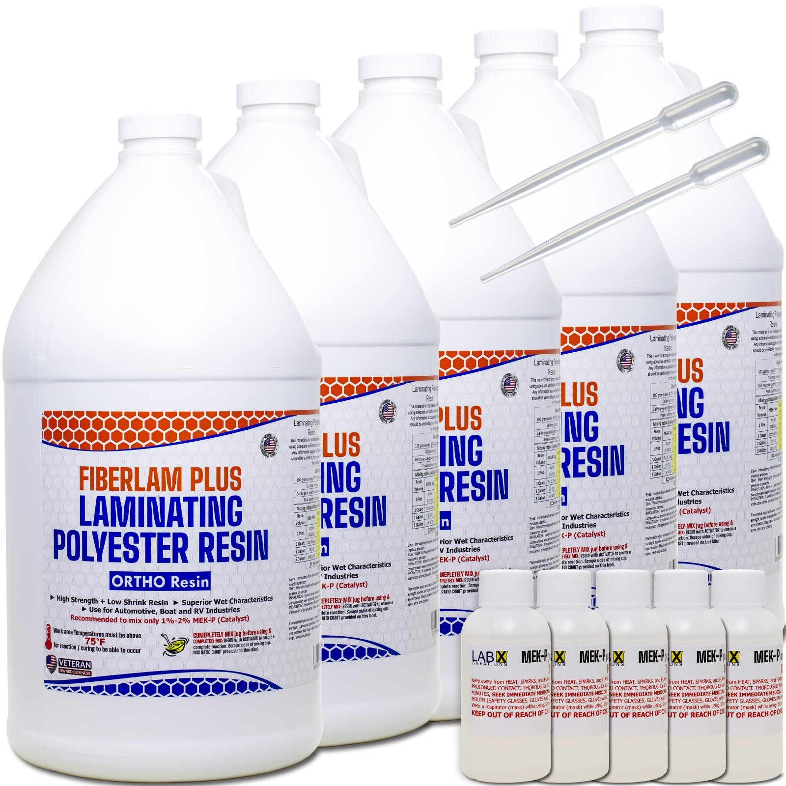 FIBERLAM PLUS 1 Gallon POLYESTER RESIN +MEKP (for laminating, cloth, mat,strand)